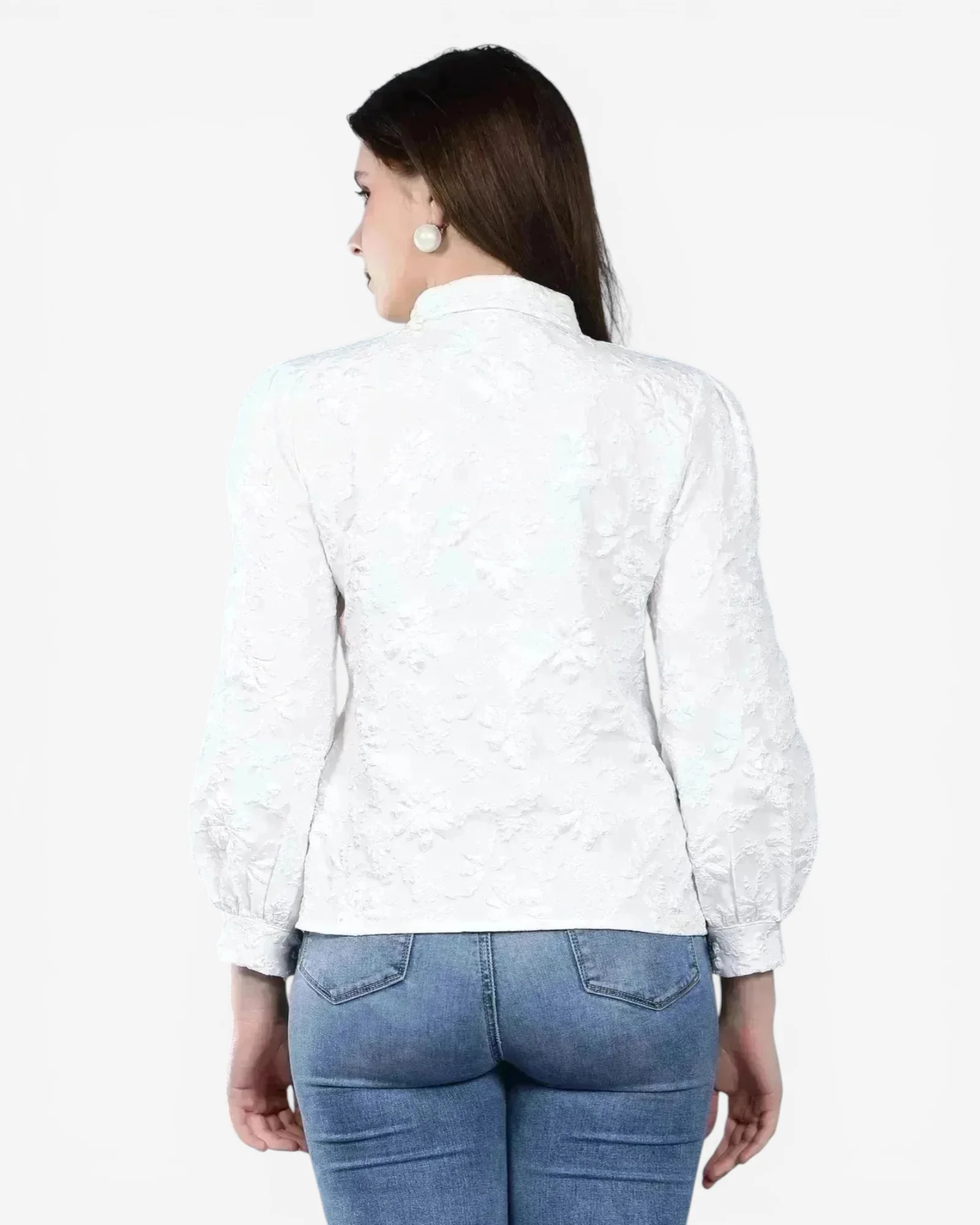 Pearl Beading Jacquard Shirt - Image 15