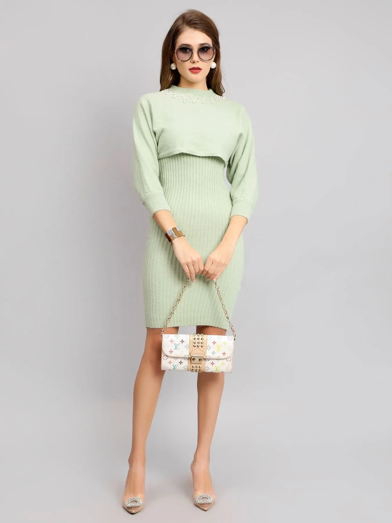 Pearl Embellished Knitted Two-Piece Set - Image 11