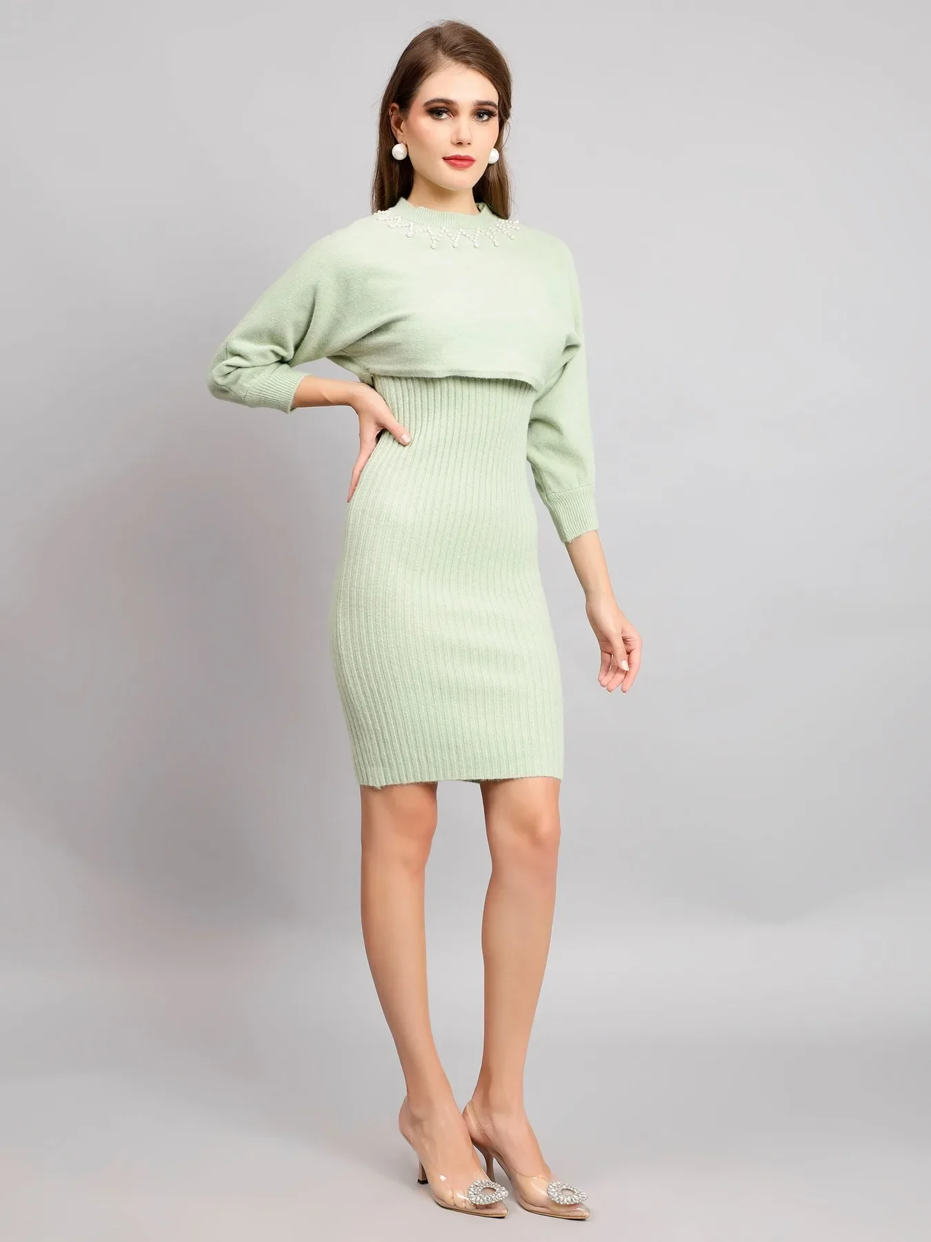Pearl Embellished Knitted Two-Piece Set - Image 13