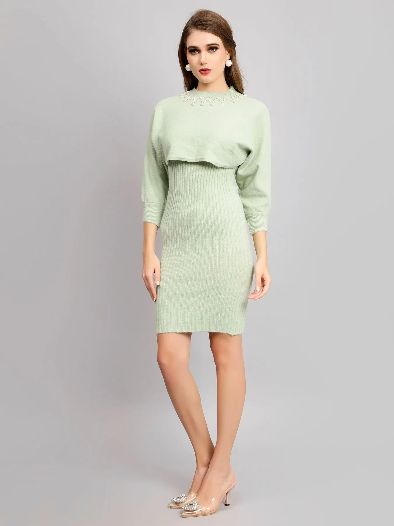 Pearl Embellished Knitted Two-Piece Set - Image 14