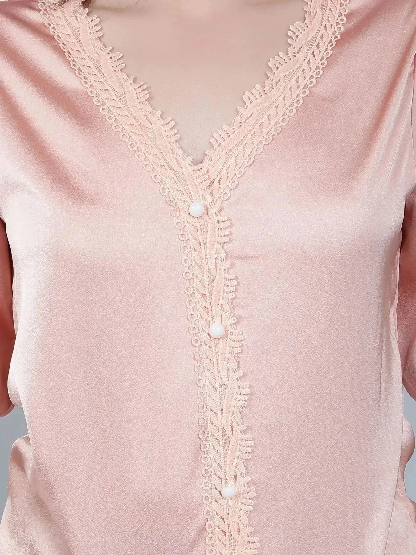 Pearl Knotted Slit Sleeve Blouse - Image 7