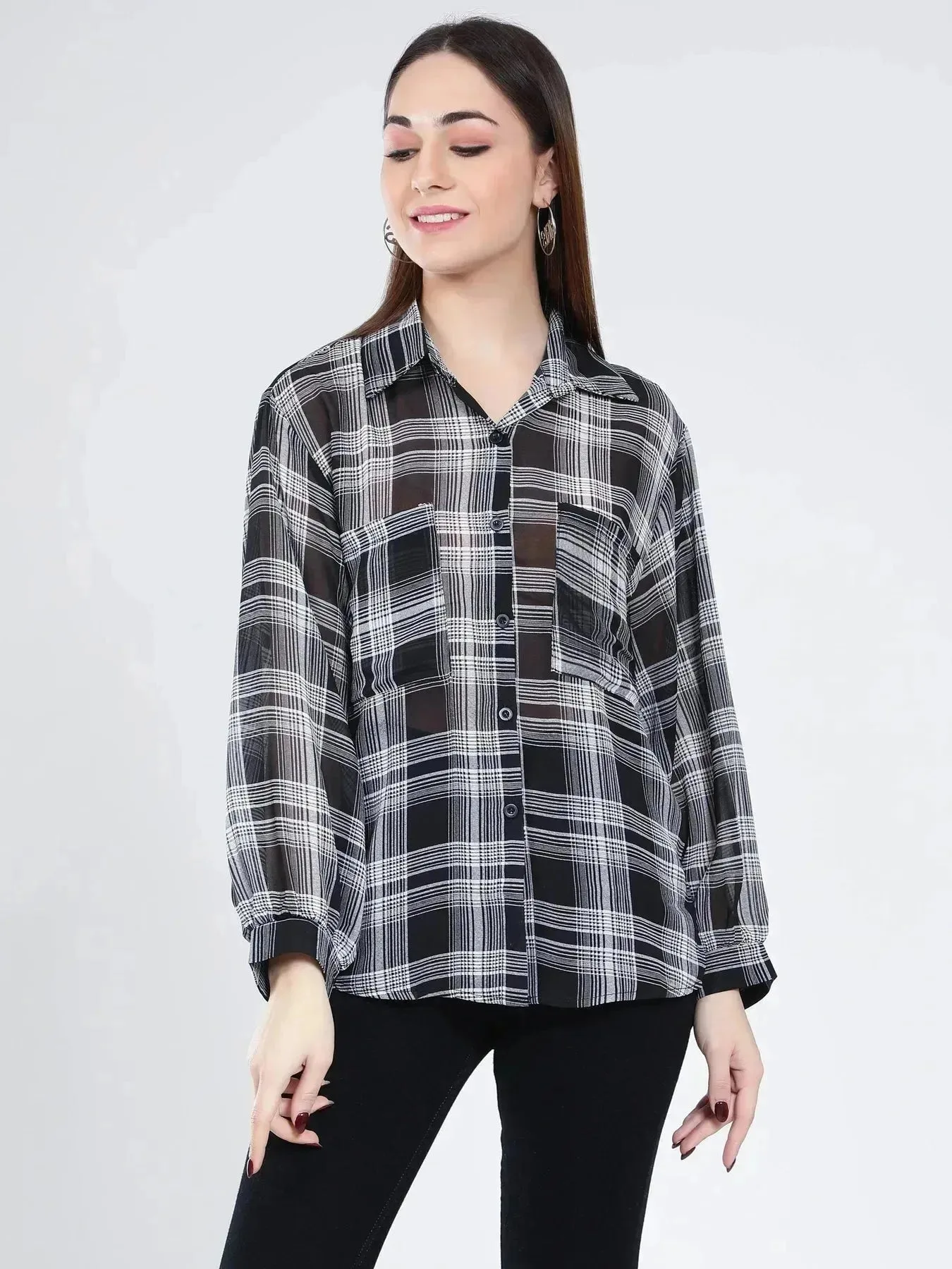 Plaid Sheer Shirt - Image 3
