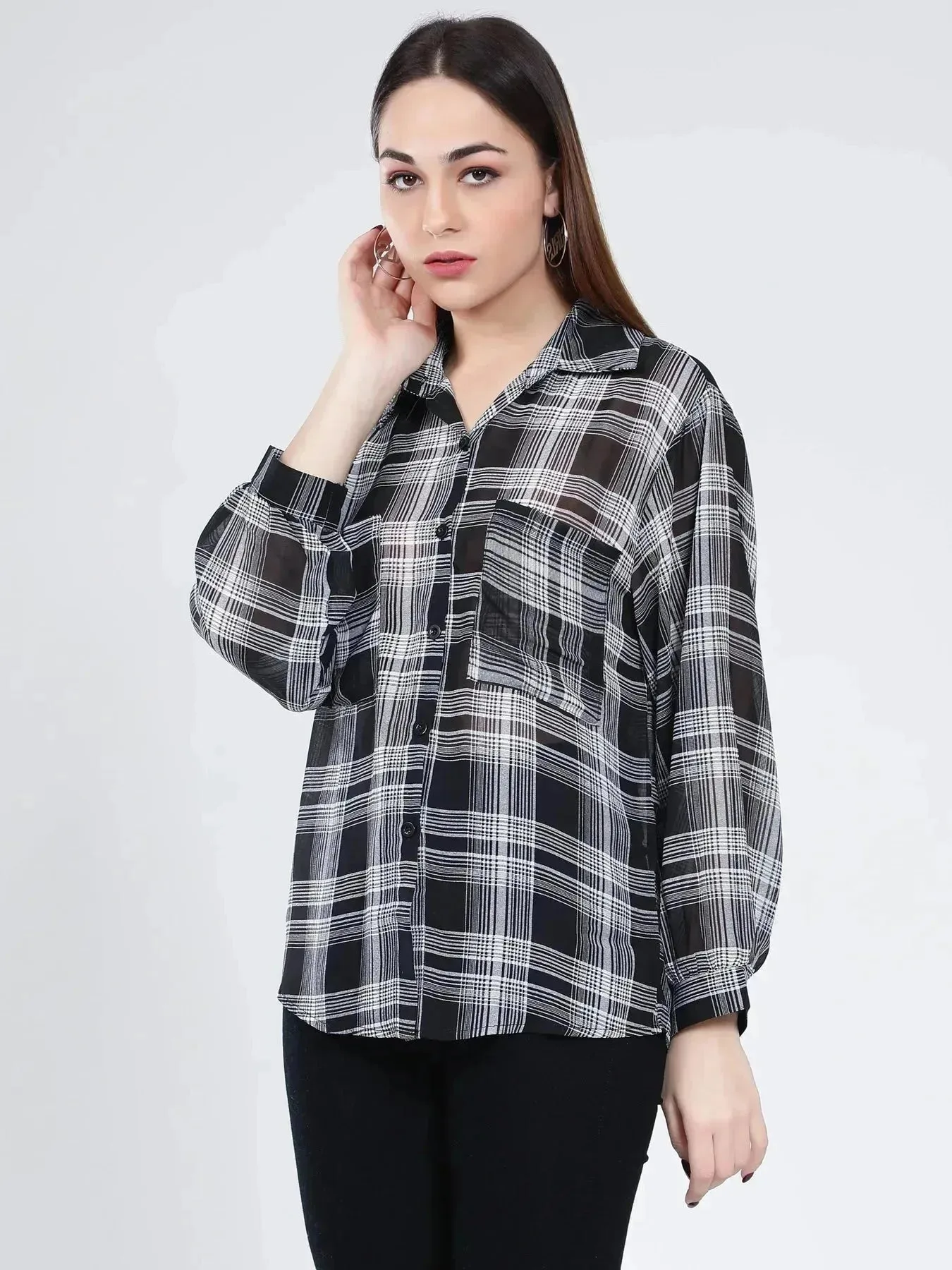 Plaid Sheer Shirt - Image 6