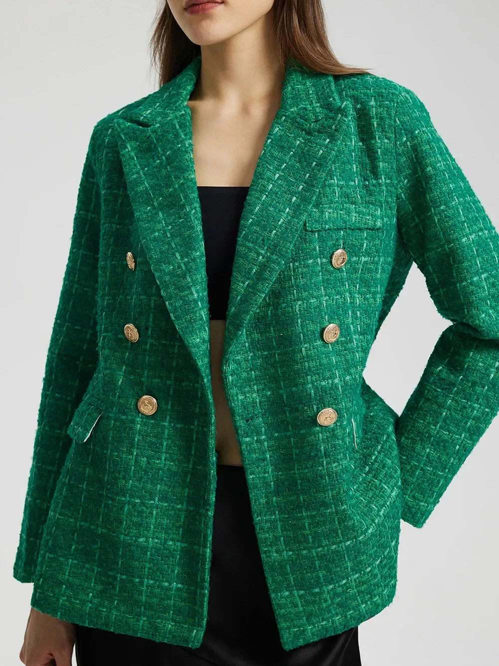 Plaid Tweed Blazer - Image 9