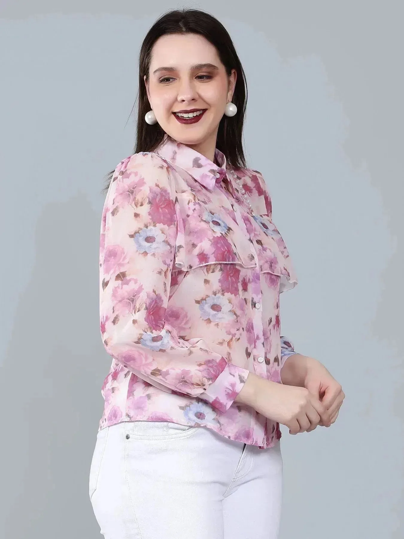 Ruffle Floral Shirt - Image 4