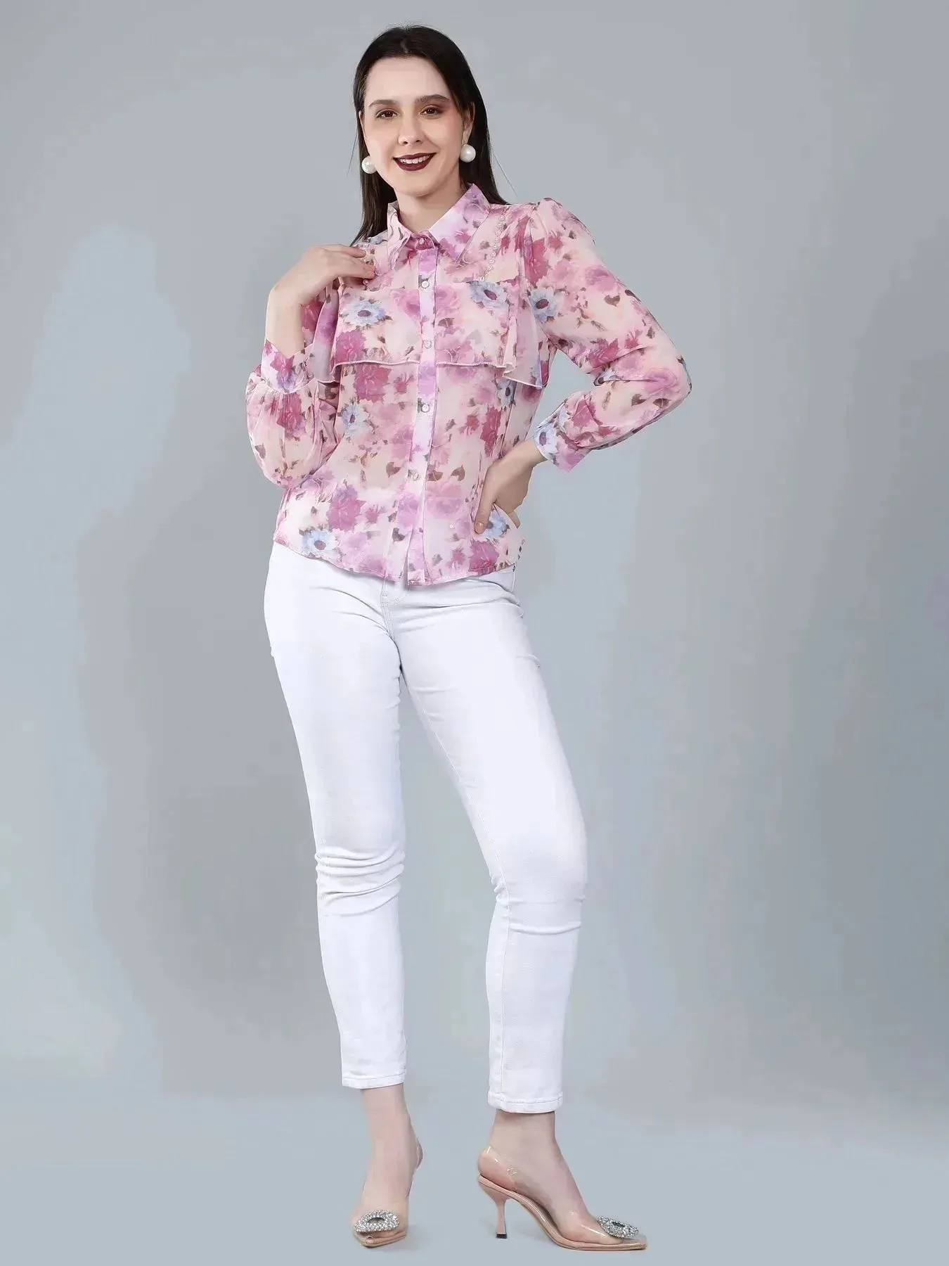 Ruffle Floral Shirt - Image 6