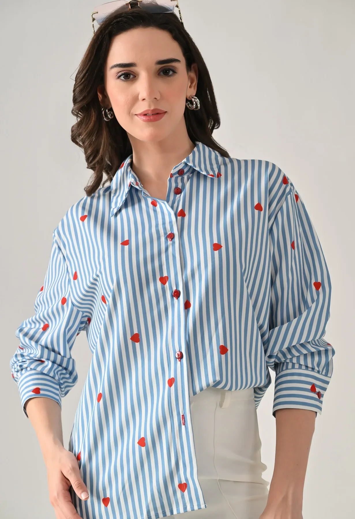 Striped Shirt With Heart Print - Image 3