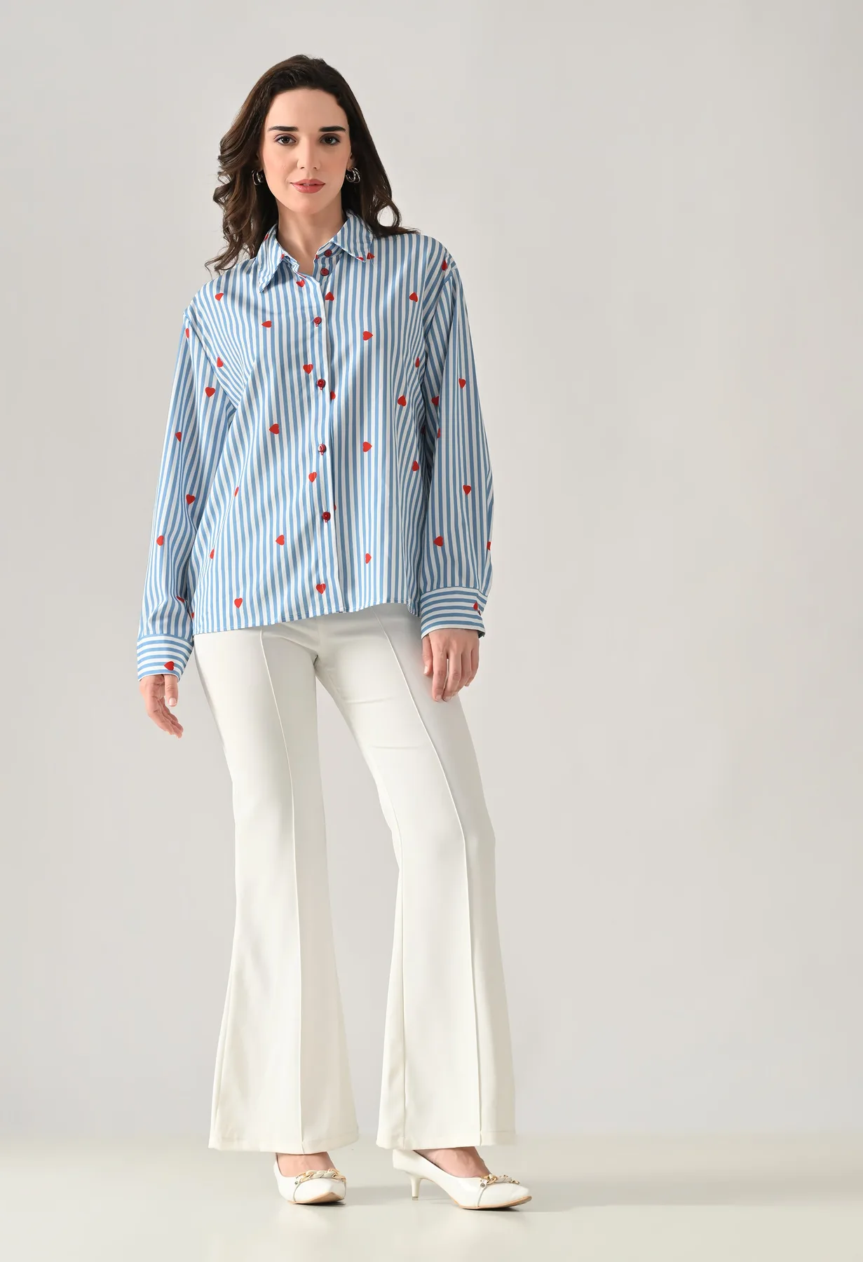 Striped Shirt With Heart Print - Image 4