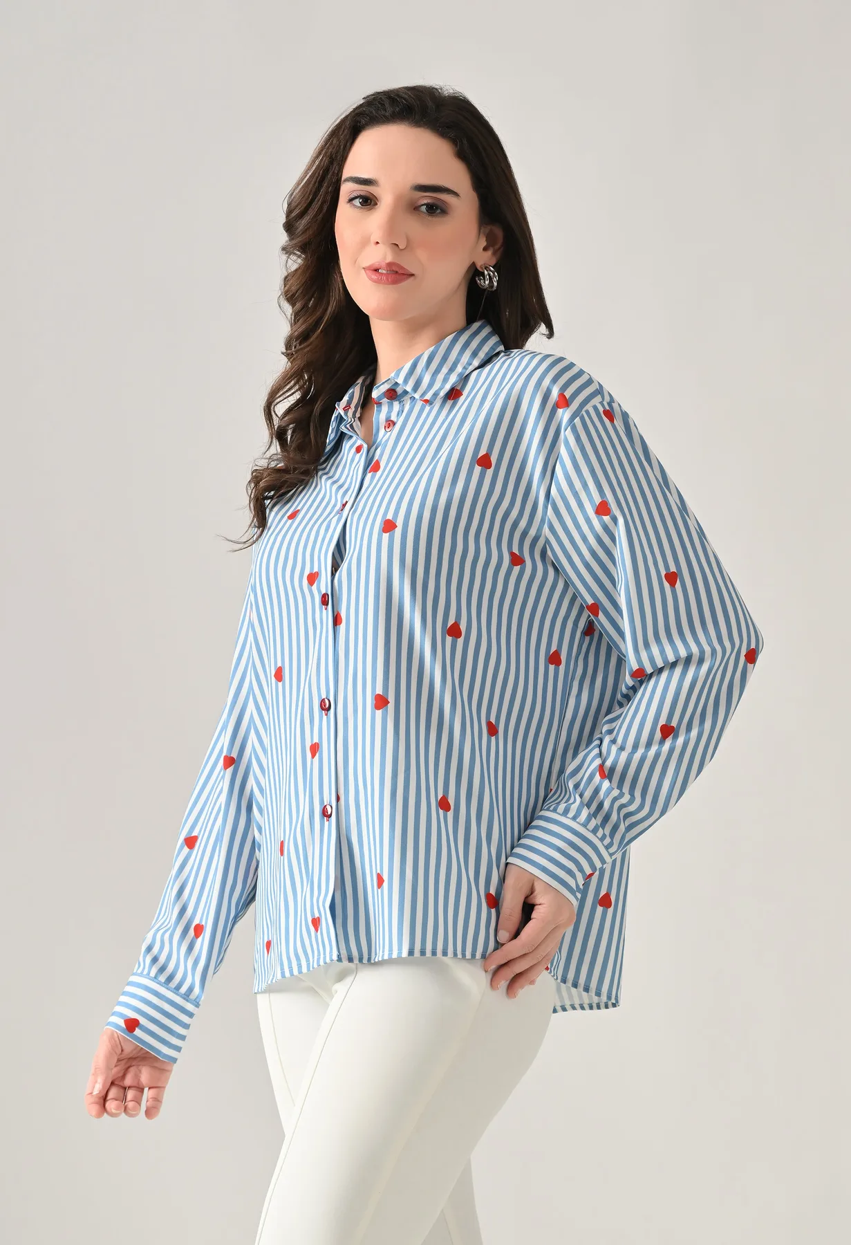 Striped Shirt With Heart Print - Image 5