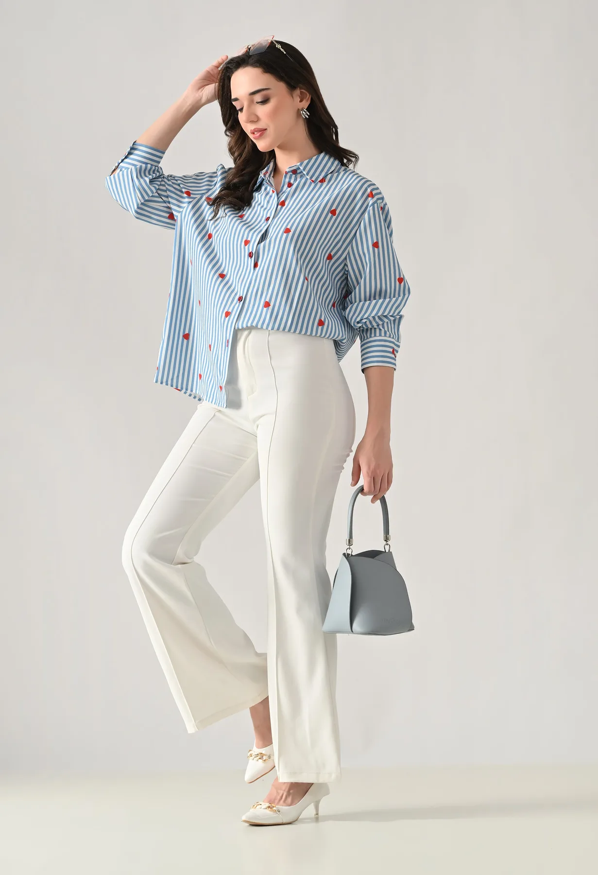 Striped Shirt With Heart Print - Image 6