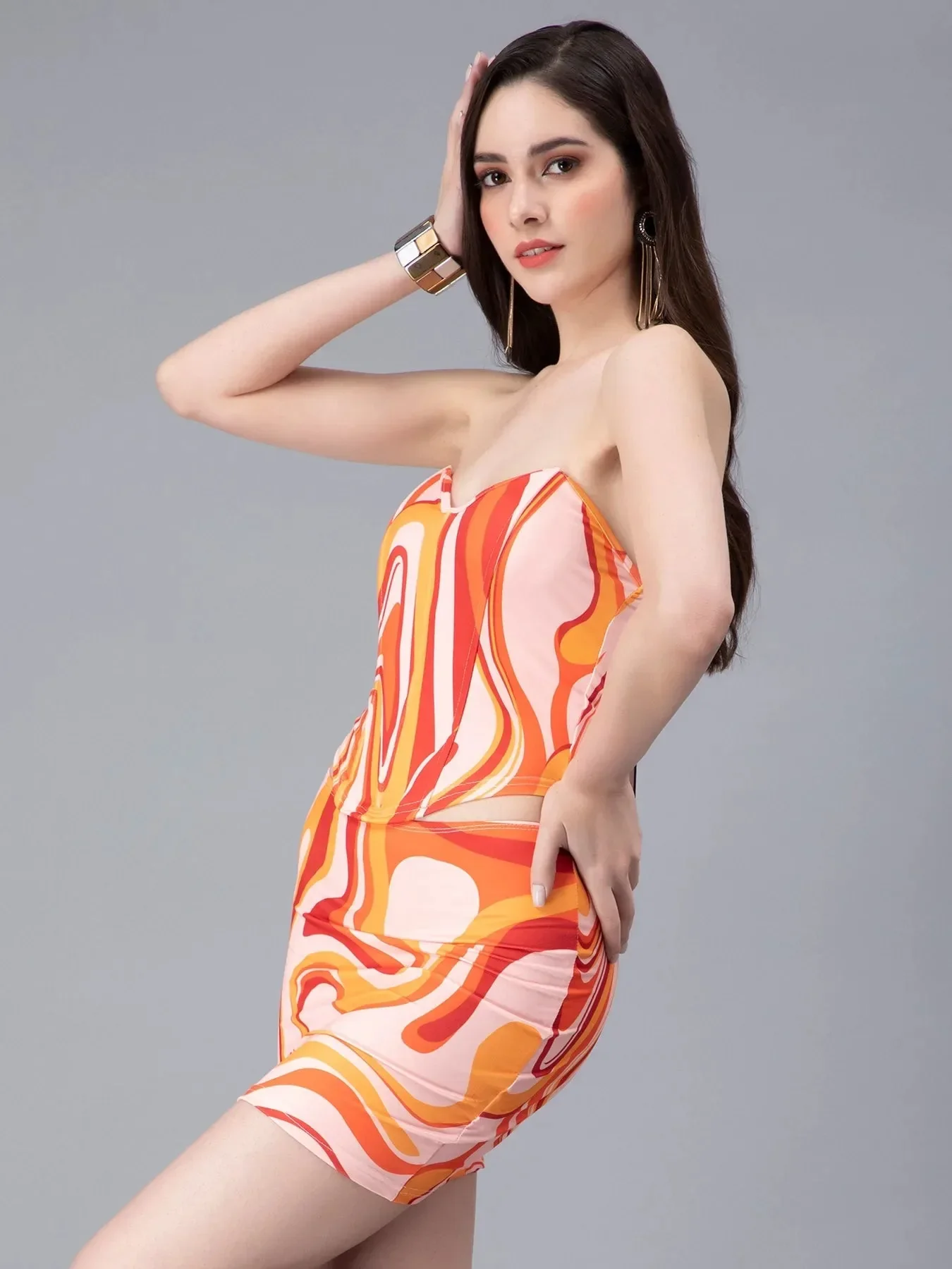 Swirl Print Top and Skirt Set - Image 3