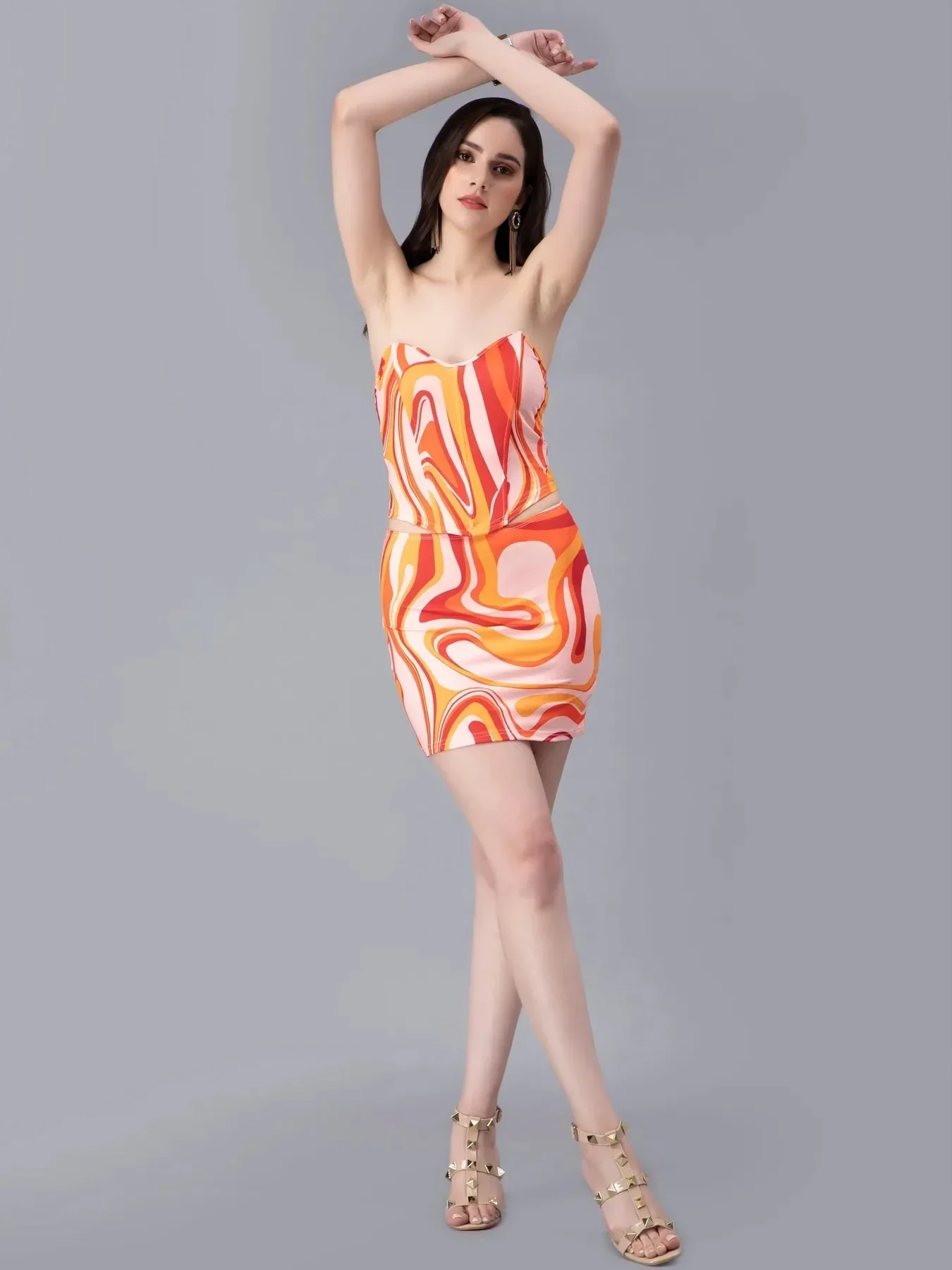 Swirl Print Top and Skirt Set - Image 5