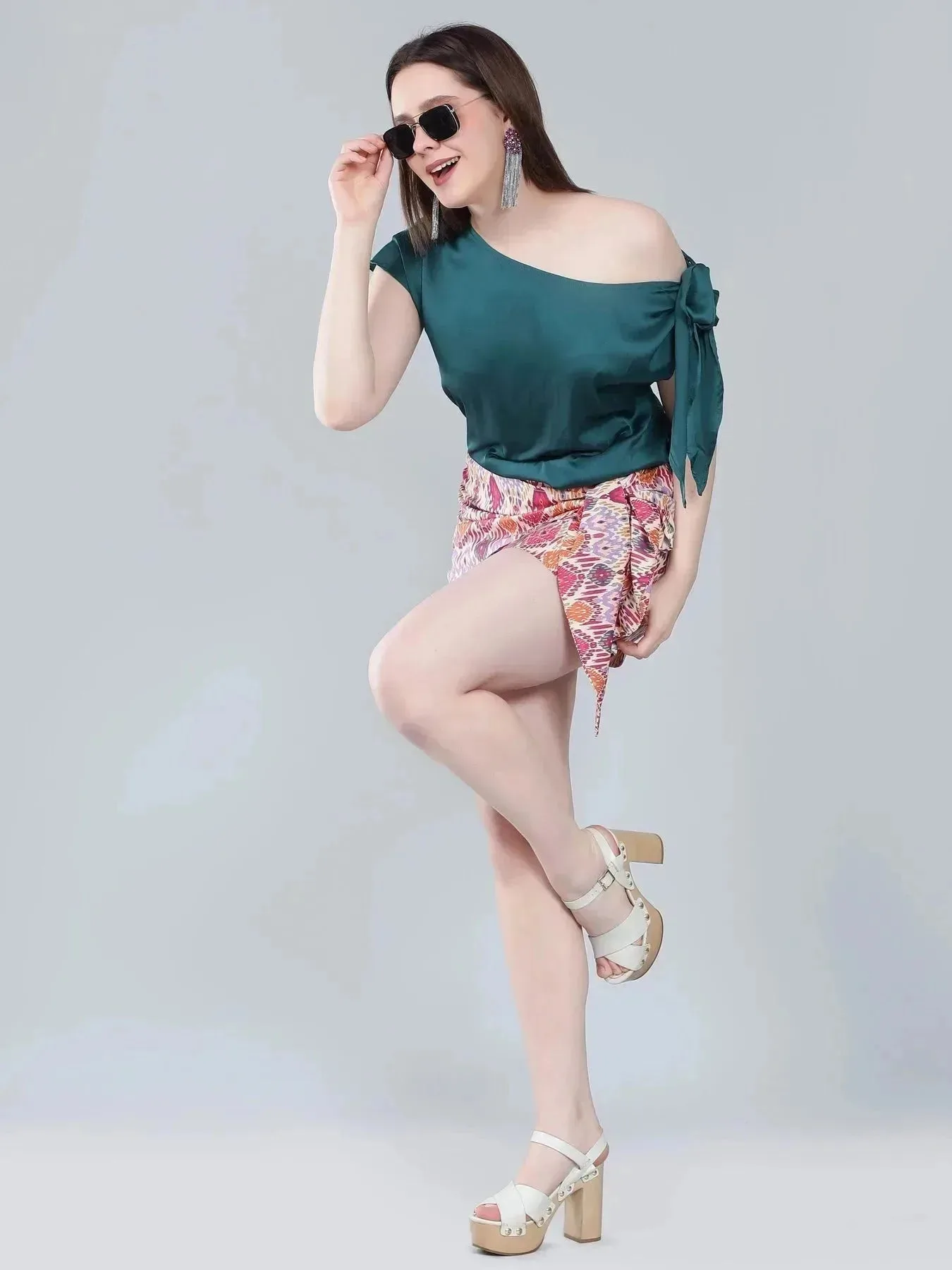 Tie Shoulder Satin Blouse - Image 10