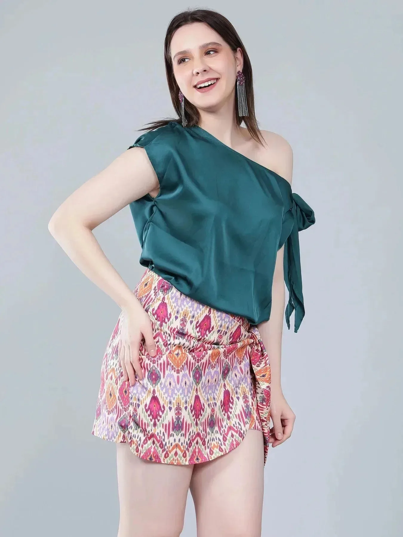 Tie Shoulder Satin Blouse - Image 12