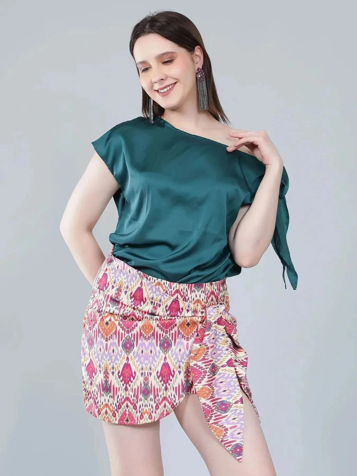 Tie Shoulder Satin Blouse - Image 13