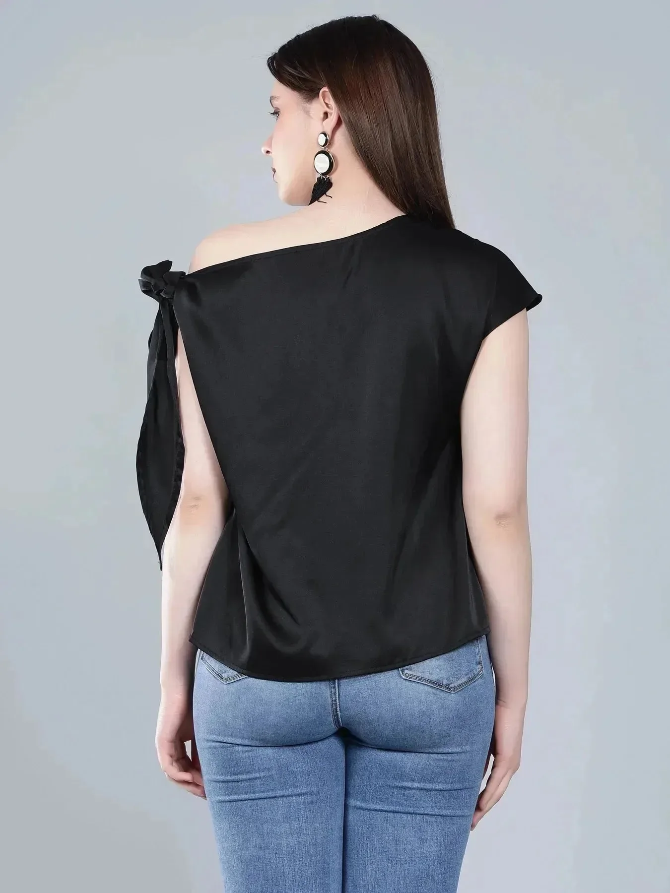 Tie Shoulder Satin Blouse - Image 15