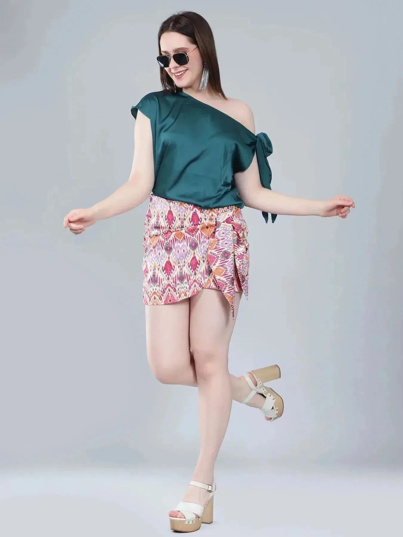 Tie Shoulder Satin Blouse - Image 4