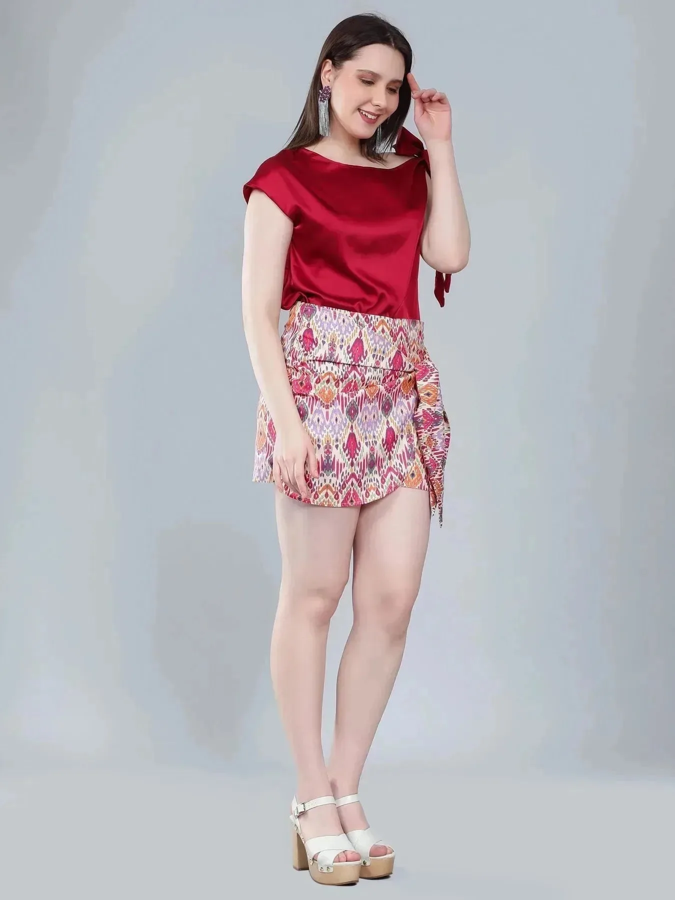 Tie Shoulder Satin Blouse - Image 5