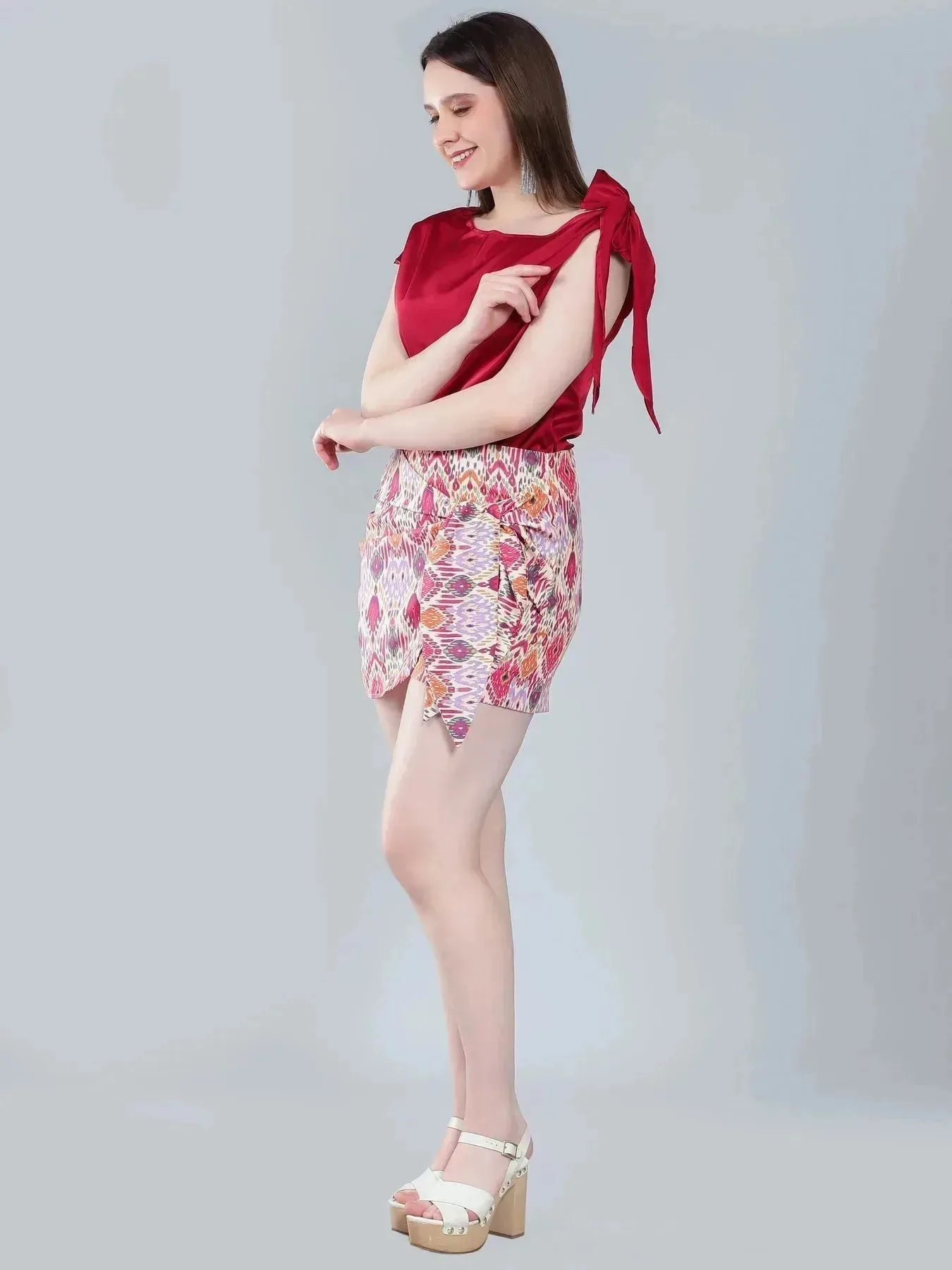 Tie Shoulder Satin Blouse - Image 7