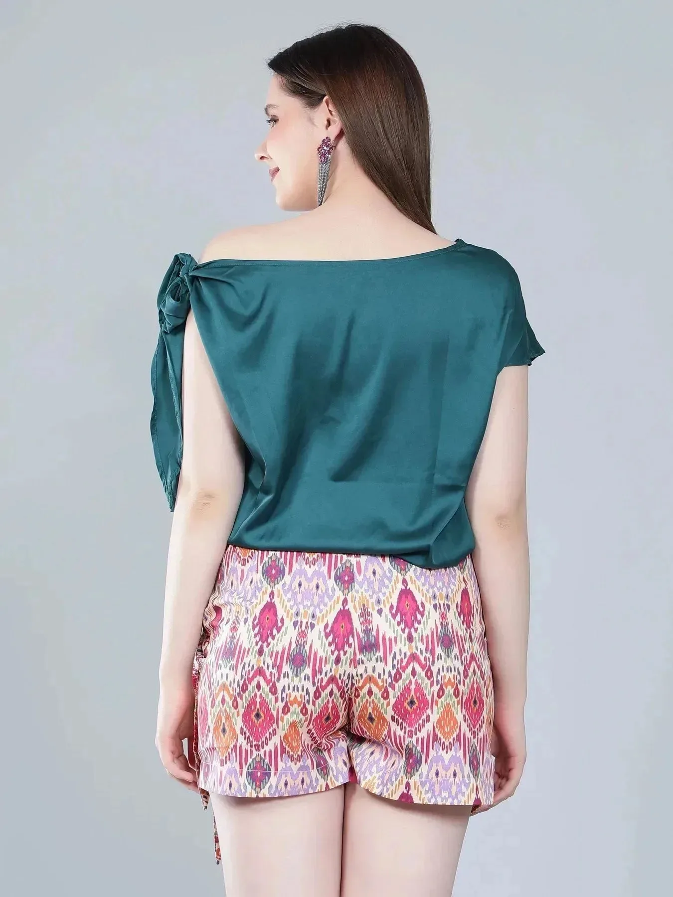 Tie Shoulder Satin Blouse - Image 8