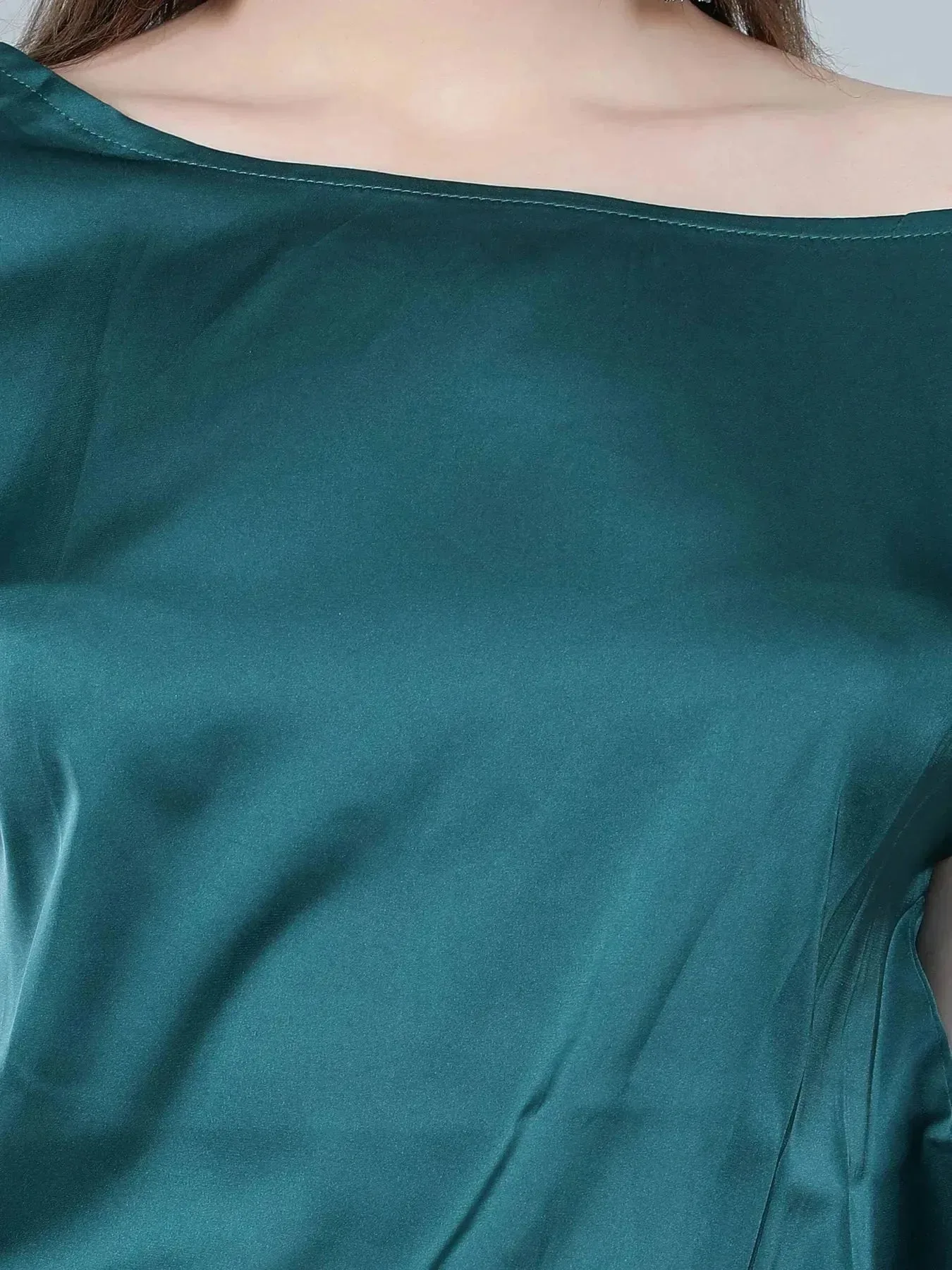 Tie Shoulder Satin Blouse - Image 9