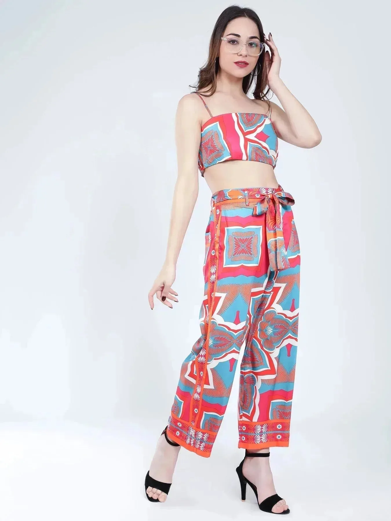 Tropical Printed Kimono Three-Piece Set - Image 4