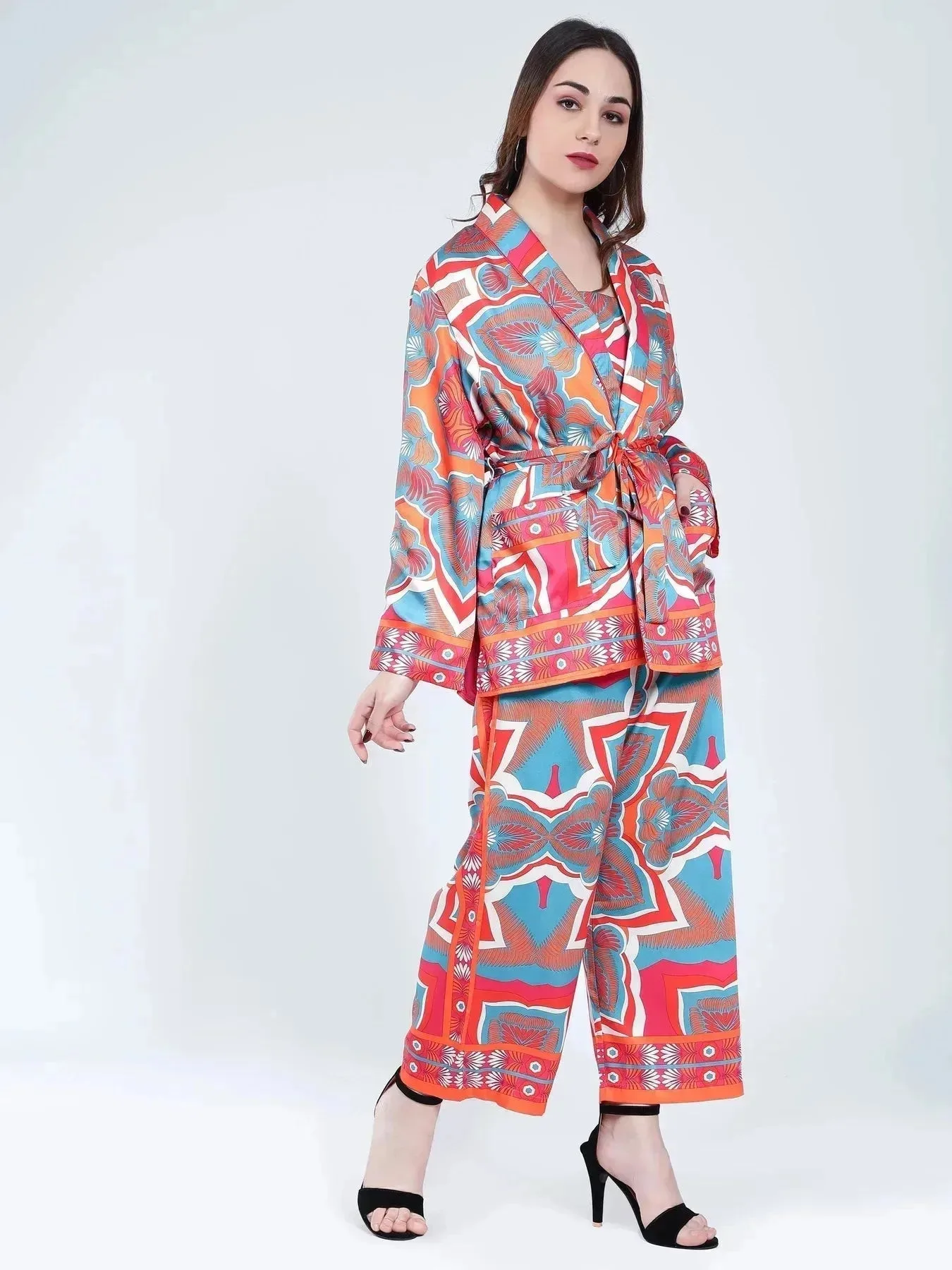 Tropical Printed Kimono Three-Piece Set - Image 5