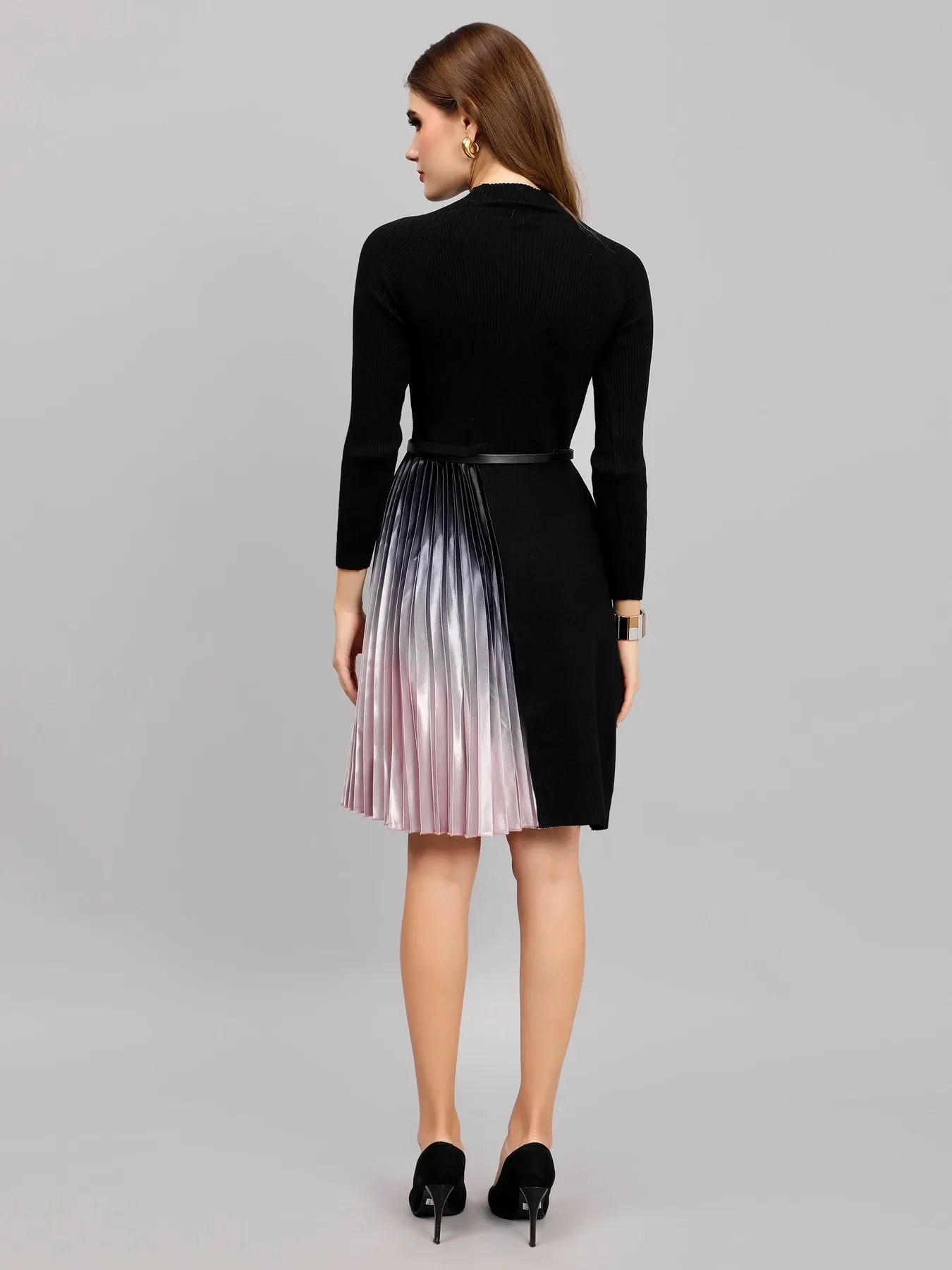 Winter Ribbed Pleated Dress - Image 8