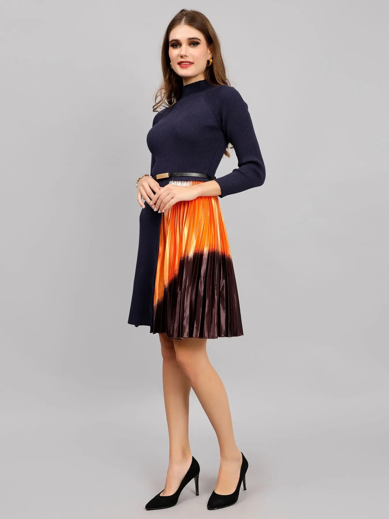 Winter Ribbed Pleated Dress - Image 8